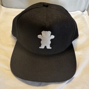 GRIZZLY GRIPTAPE 'OG Bear' White Embroidered Bear Logo Adjustable SnapBack Hat